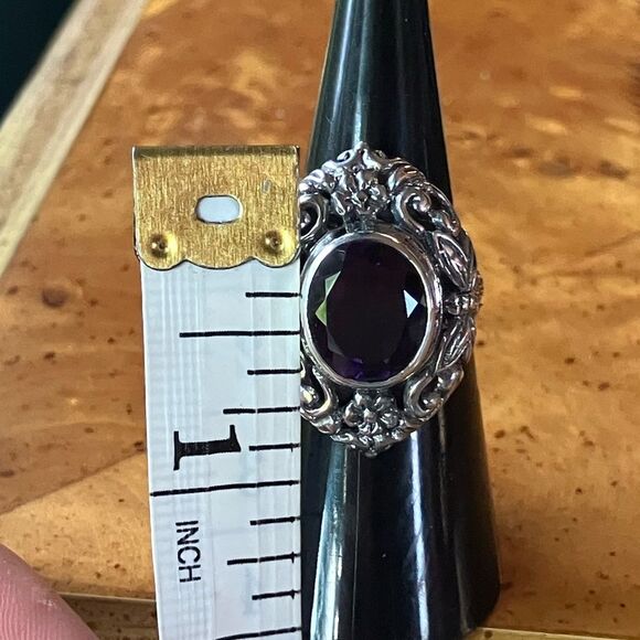 Moroccan Amethyst Sterling Silver Artistic Dragonfly Ring Size 6 - Picture 7 of 9